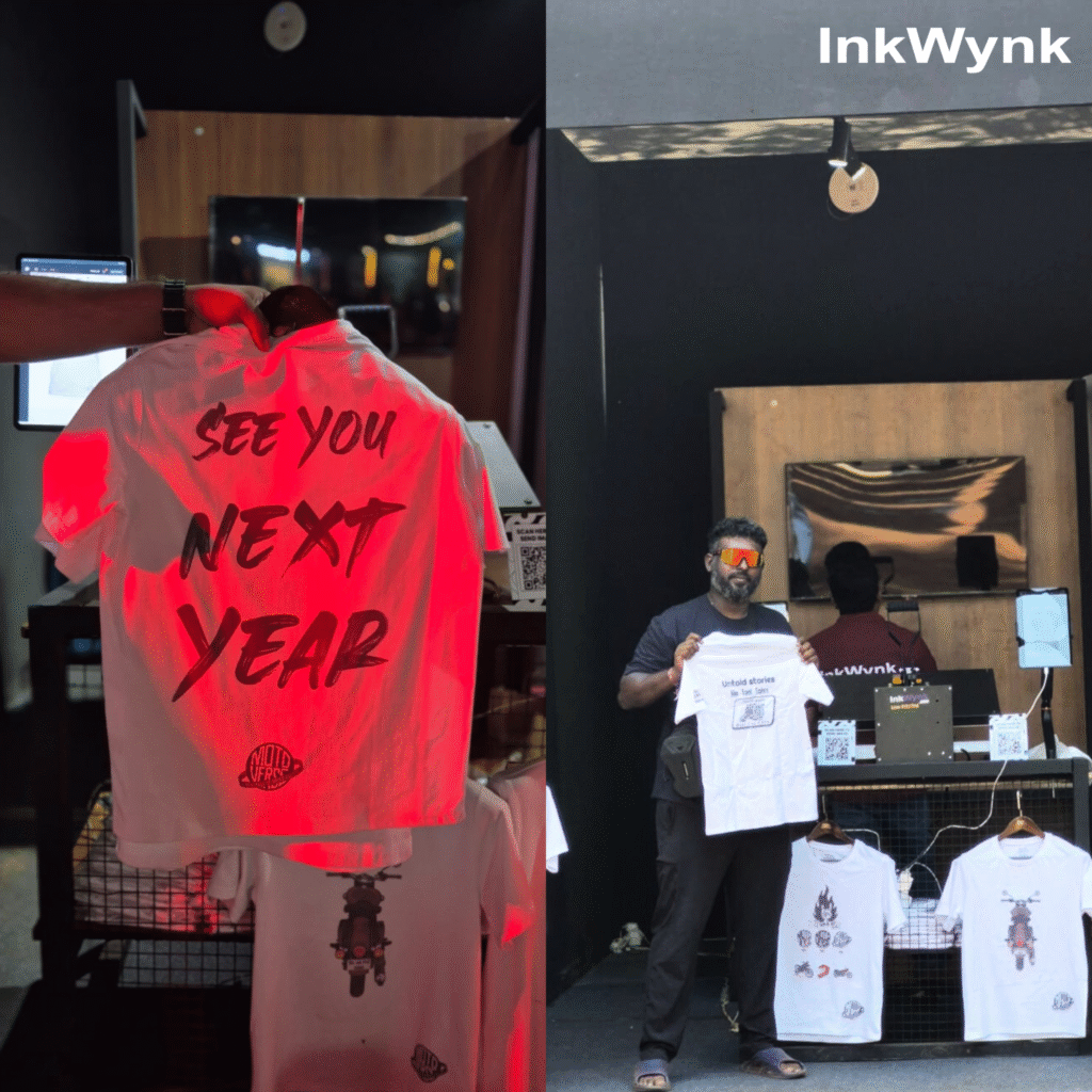 Motoverse Goa, Royal Enfield Event Goa, Live Printing India, Event Branding Goa, Experience Marketing India, Custom Apparel Printing Event