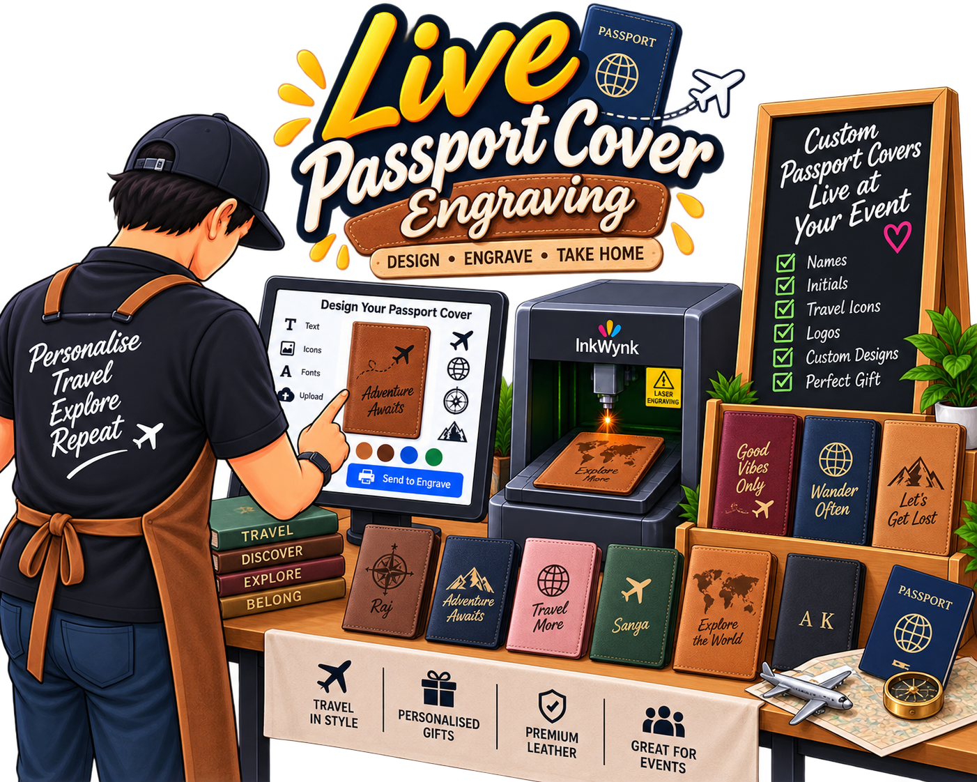 live passport cover engraving